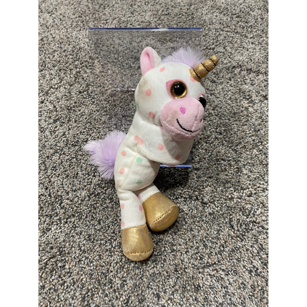 Wild Republic Huggers Unicorn Slap Bracelet Plush White Pink Polka Dot Gold Horn